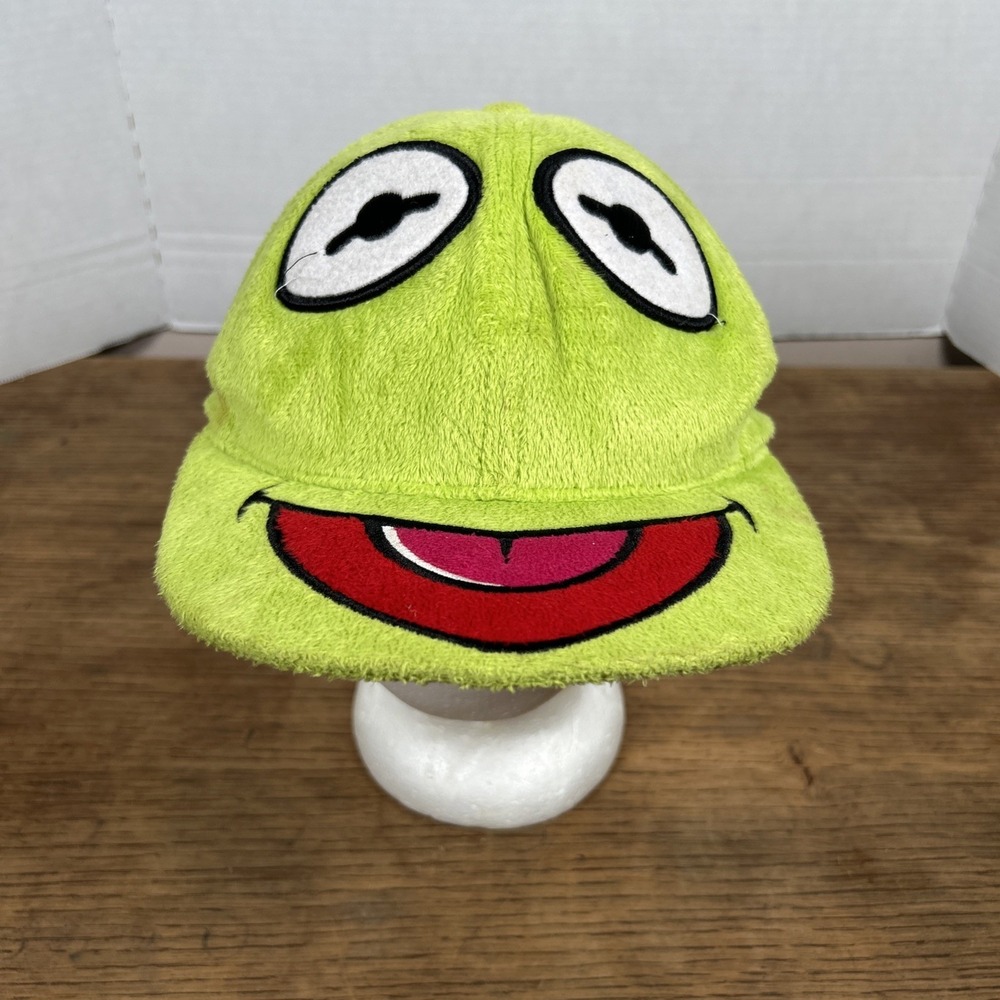 Kermit the Frog Baseball Hat Cap Fuzzy The Muppets Snapback Animal Green